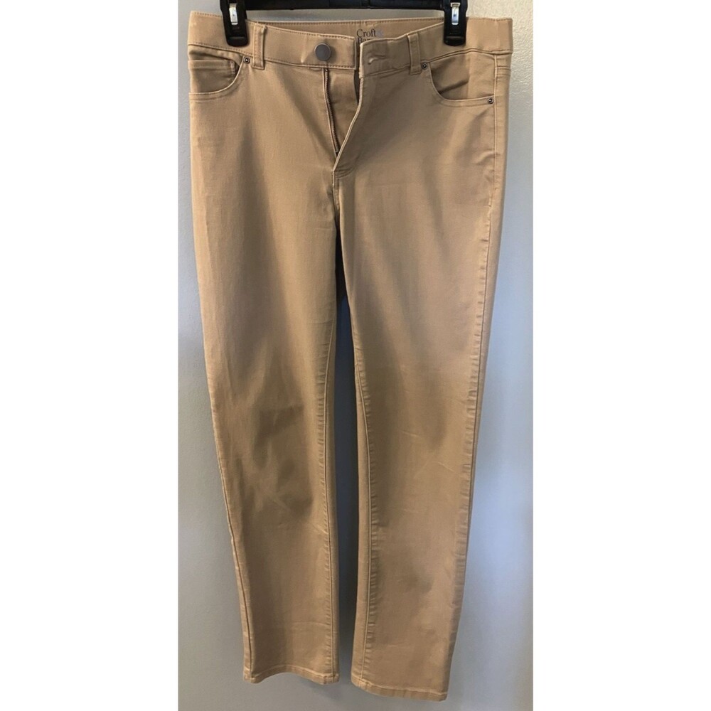 Croft & Barrow Womens Straight Leg Stretch Brown Pants Size 6